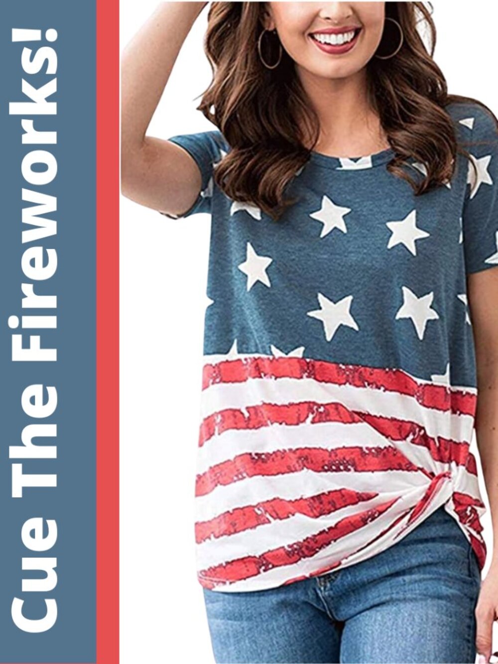 NWOT For G and PL American Flag Twist Knot Short Sleeve Top--2XL